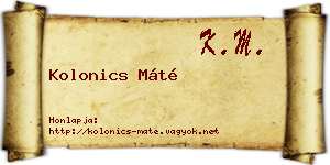 Kolonics Máté névjegykártya
