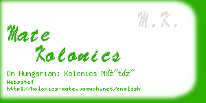 mate kolonics business card